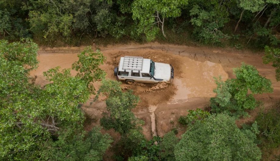 Aerial view of terrain while traveling in Kapiri, Zambia